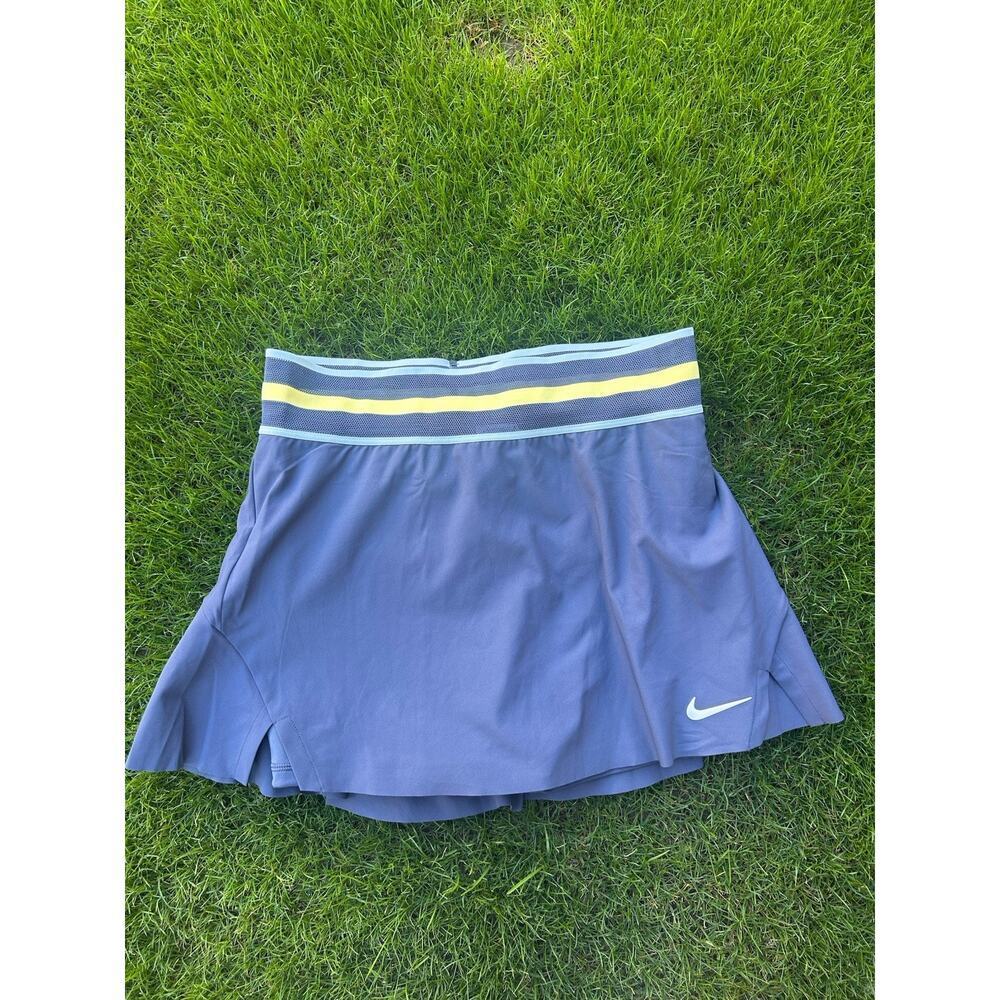 Nike Dri Fit Women’s Skort; Blue With Yellow And Light Blue Stripes; Size M - Picture 2 of 5